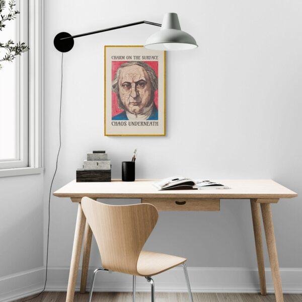 Satirical Artwork, Dark Academia Art: “Charm on the Surface – Chaos Underneath” – Phrenology Head Print