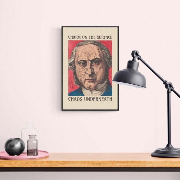 Satirical Artwork, Dark Academia Art: “Charm on the Surface – Chaos Underneath” – Phrenology Head Print