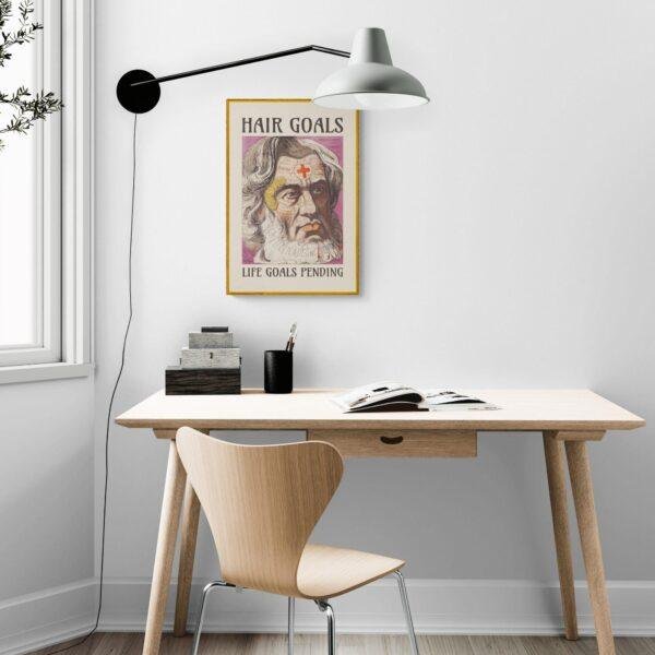 Satirical Artwork, Dark Academia Art: “Hair Goals – Life Goals Pending” – Phrenology Head Print