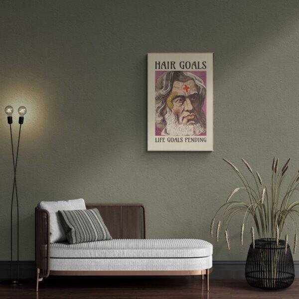 Satirical Artwork, Dark Academia Art: “Hair Goals – Life Goals Pending” – Phrenology Head Print
