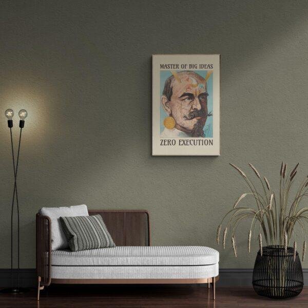 Satirical Artwork, Dark Academia Art: “Master of Big Ideas – Zero Execution” – Phrenology Head Print