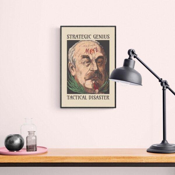 Satirical Artwork, Dark Academia Art: “Strategic Genius – Tactical Disaster” – Phrenology Head Print