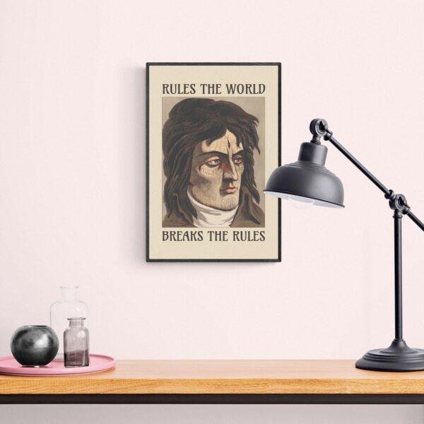Satirical Artwork, Dark Academia Art: “Rules the World – Breaks the Rules” – Phrenology Head Print