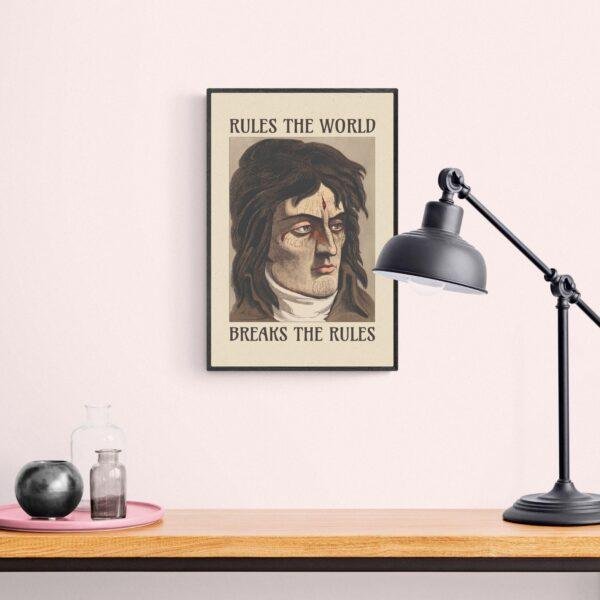 Satirical Artwork, Dark Academia Art: “Rules the World – Breaks the Rules” – Phrenology Head Print