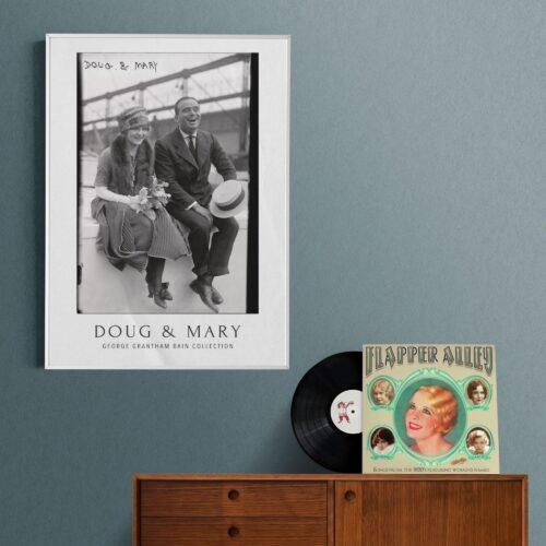 Mary Pickford & Douglas Fairbanks Poster | Silent Film Icons | 1920s Hollywood Legends, Classic Movie Stars, Early Cinema Art Print