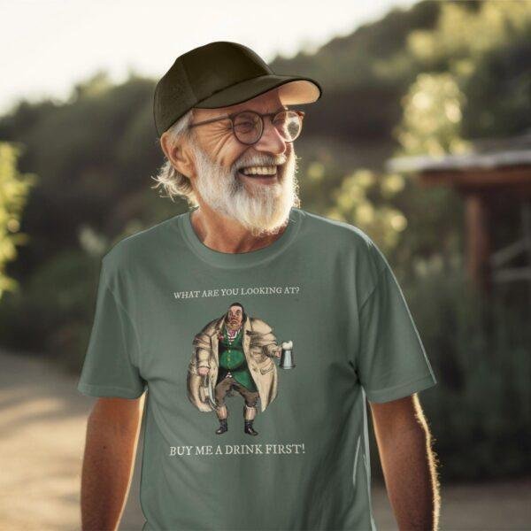 William Heath Witty Bar Scene T-Shirt – Fun Gifts for Guys, Political Cartoon Art, Vintage Satire Tee
