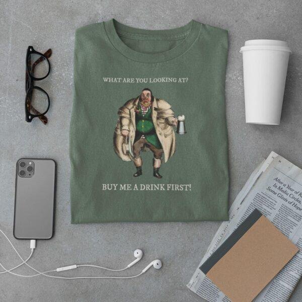 William Heath Witty Bar Scene T-Shirt – Fun Gifts for Guys, Political Cartoon Art, Vintage Satire Tee