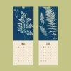 Blue Cyanotype Fern Wall Calendar Slimline – Botanical Art Print by Ella Hurd