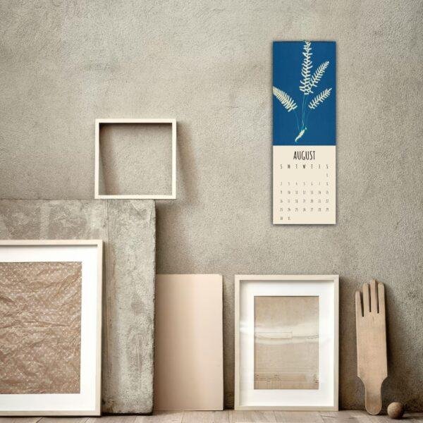Blue Cyanotype Fern Wall Calendar Slimline – Botanical Art Print by Ella Hurd