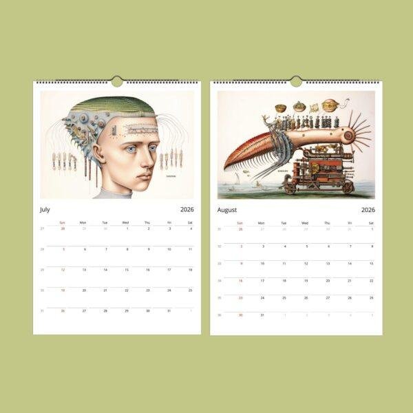 Surrealist Wall Calendar - Dali-Inspired Monthly Planner, Semi-glossy silk paper