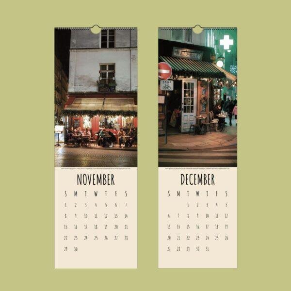 Parisian Dreams Wall Calendar – Paris Café Art, Eiffel Tower, Montmartre, Semi-Glossy Paper