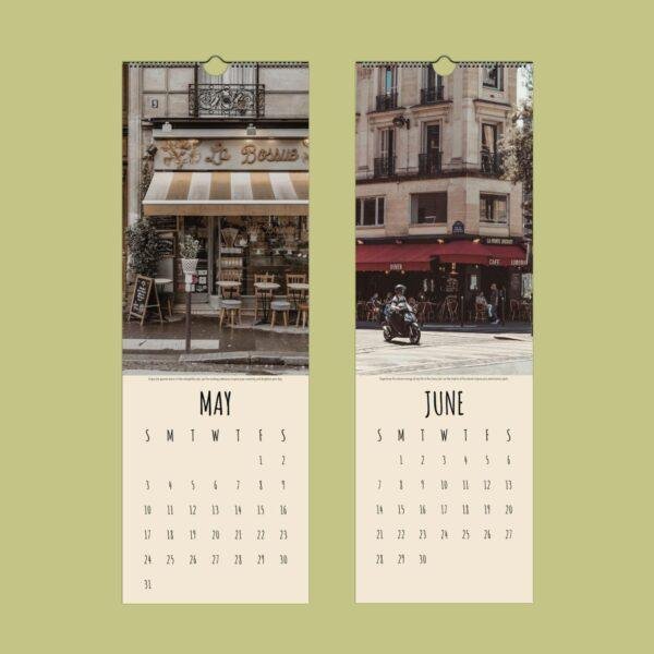 Parisian Dreams Wall Calendar – Paris Café Art, Eiffel Tower, Montmartre, Semi-Glossy Paper