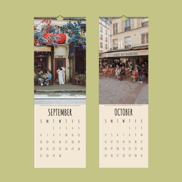 Parisian Dreams Wall Calendar – Paris Café Art, Eiffel Tower, Montmartre, Semi-Glossy Paper