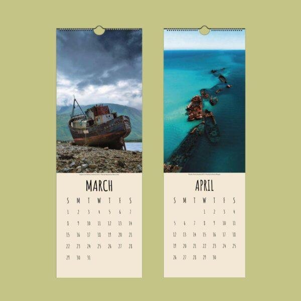 Shipwreck Beach Wall Calendar – Haunted Places, Lost Civilization, Underwater Ruins, Semi-Glossy Paper