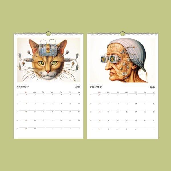 Surrealist Wall Calendar - Dali-Inspired Monthly Planner, Semi-glossy silk paper