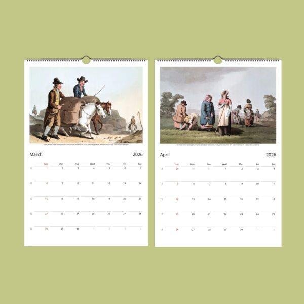 Costume of Yorkshire Wall Calendar – Traditional Cloth Dressers, History Lover Gift, Semi-Glossy Paper