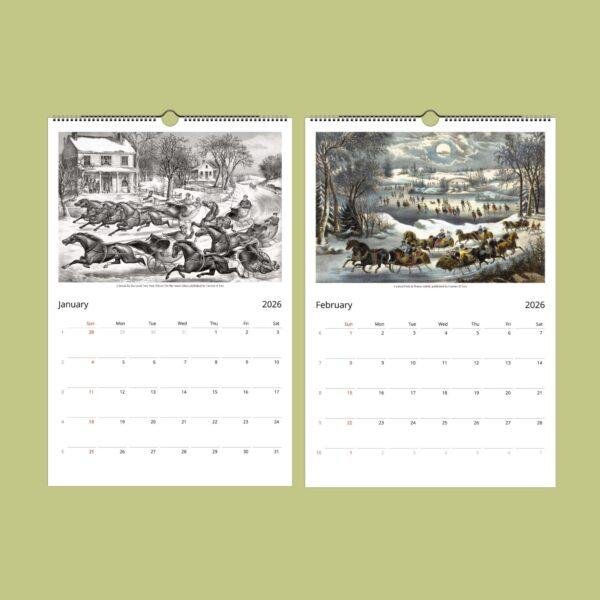 Currier & Ives Wall Calendar - American Artists, Heritage Decor, History Gift, Semi-Glossy Paper