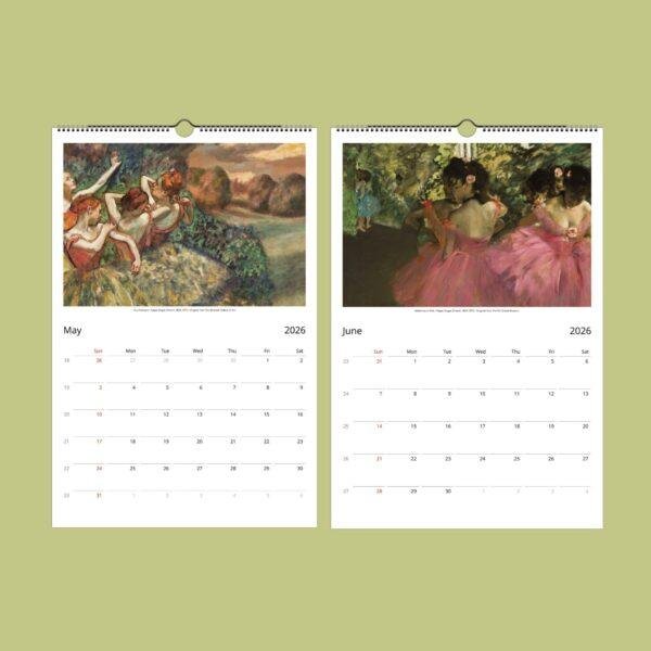 Edgar Degas Wall Calendar - Ballet Dancer, Impressionism Art, Semi-Glossy Paper