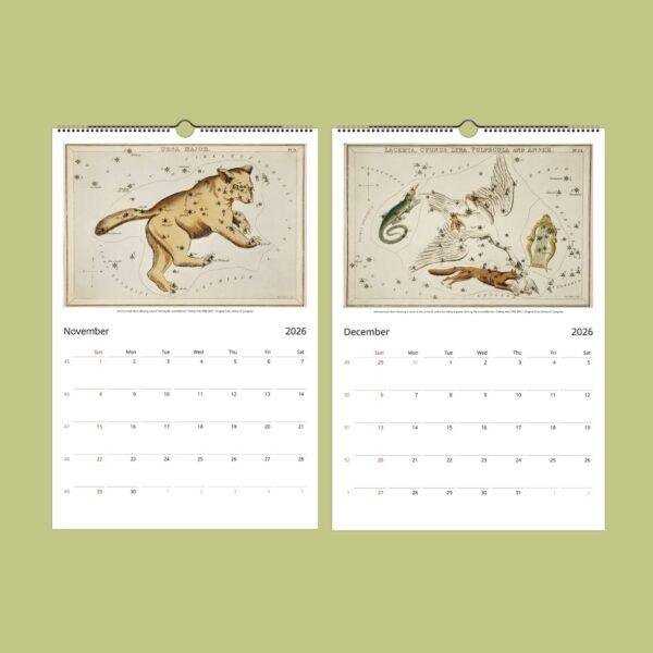 Sidney Hall Wall Calendar: Antique Constellation & Zodiac Sign Illustrations | Vintage Astronomy and Old World Maps | Unique Calendar Gift