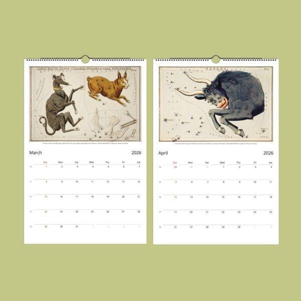Sidney Hall Wall Calendar: Antique Constellation & Zodiac Sign Illustrations | Vintage Astronomy and Old World Maps | Unique Calendar Gift