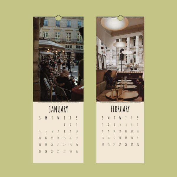 Parisian Dreams Wall Calendar – Paris Café Art, Eiffel Tower, Montmartre, Semi-Glossy Paper