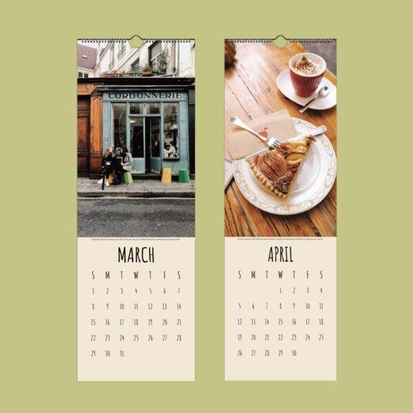 Parisian Dreams Wall Calendar – Paris Café Art, Eiffel Tower, Montmartre, Semi-Glossy Paper