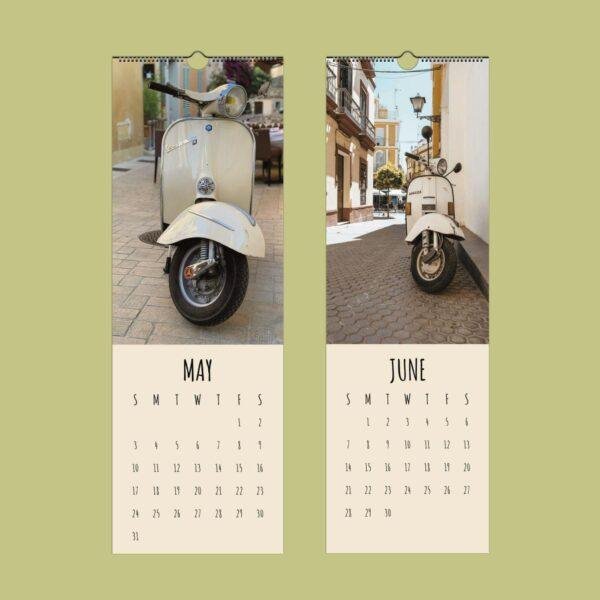 Vespa Adventures Wall Calendar - Italian elegance & Urban Freedom, Slimeline