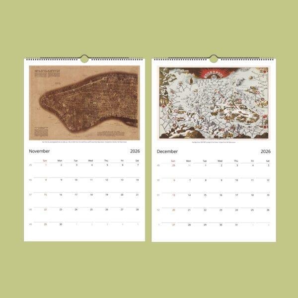 Antique World Map Calendar – Vintage Cartography, Country Atlas, Semi-Glossy Paper