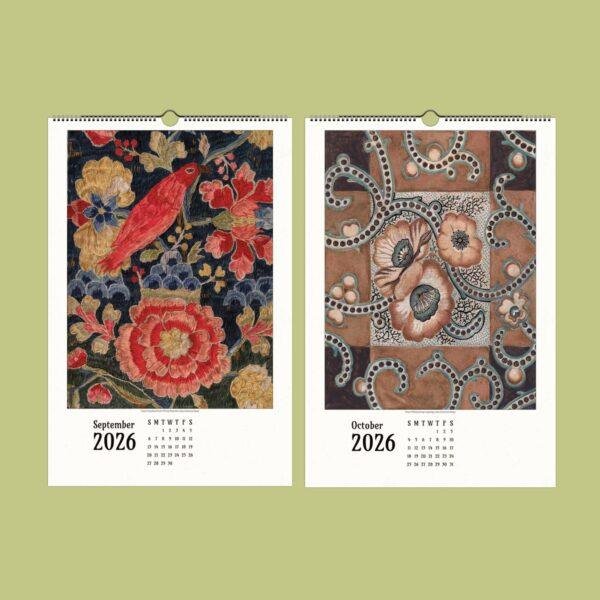 American Folk Art Wall Calendar – Pattern Design, Semi-Glossy Paper