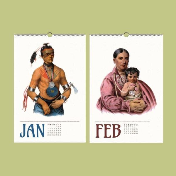 American Heritage Wall Calendar - Charles Bird King's First Nations Art, Semi-Glossy Paper