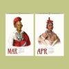 American Heritage Wall Calendar - Charles Bird King's First Nations Art, Semi-Glossy Paper