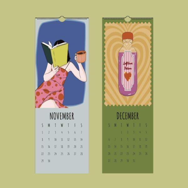 Women Power Monthly Calendar – Wall Calendar, Feminist Art, Empowered Women Gift