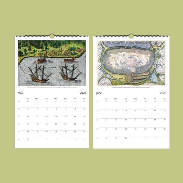 Antique World Map Calendar – Vintage Cartography, Country Atlas, Semi-Glossy Paper