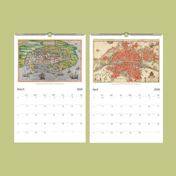 Antique World Map Calendar – Vintage Cartography, Country Atlas, Semi-Glossy Paper