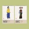 Qing Dynasty Wall Calendar - Vintage Chinese Costume Art, Semi-Glossy Paper