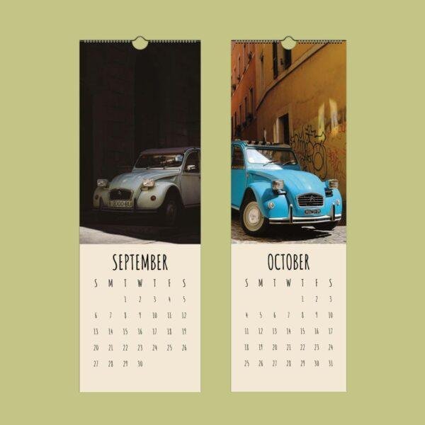 Citroën 2CV Wall Calendar Slimeline - Classic French Car, Vintage Auto Art, Deux Chevaux Photography