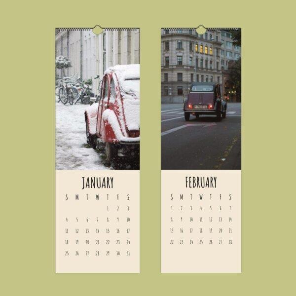 Citroën 2CV Wall Calendar Slimeline - Classic French Car, Vintage Auto Art, Deux Chevaux Photography