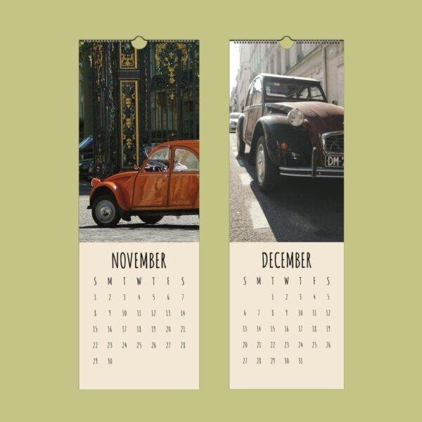 Citroën 2CV Wall Calendar Slimeline - Classic French Car, Vintage Auto Art, Deux Chevaux Photography