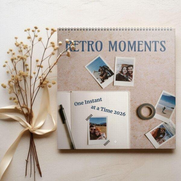 Retro Moments Polaroid Wall Calendar - Vintage Art, Minimalist Decor, Ideal Gift for Home or Office, Retro & Nostalgic Photography