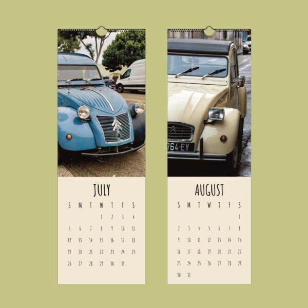 Citroën 2CV Wall Calendar Slimeline - Classic French Car, Vintage Auto Art, Deux Chevaux Photography