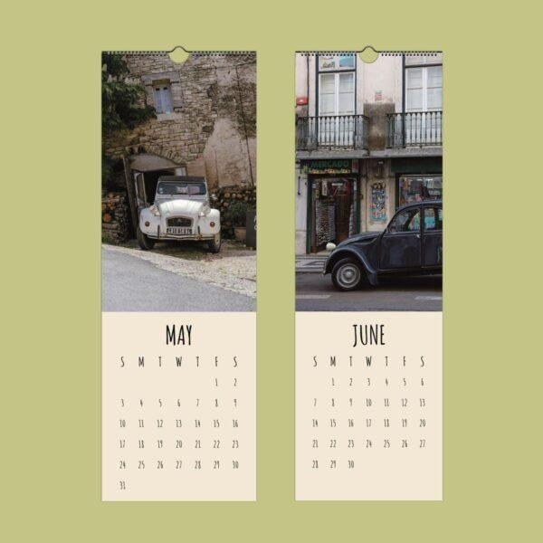 Citroën 2CV Wall Calendar Slimeline - Classic French Car, Vintage Auto Art, Deux Chevaux Photography