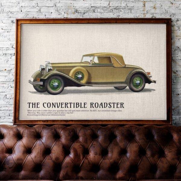 1933 Lincoln Convertible Roadster Poster - Classic American Car Decor