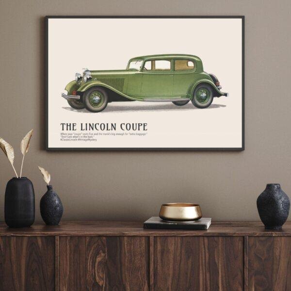 1933 Lincoln Coupe Poster - Classic American Car Decor