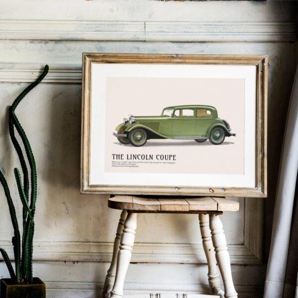 1933 Lincoln Coupe Poster - Classic American Car Decor