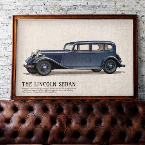 1933 Lincoln Sedan Poster - Classic American Car Decor