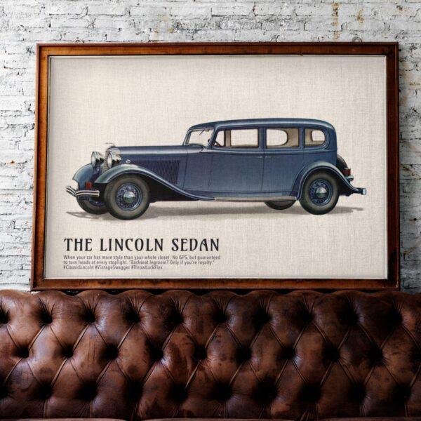 1933 Lincoln Sedan Poster - Classic American Car Decor