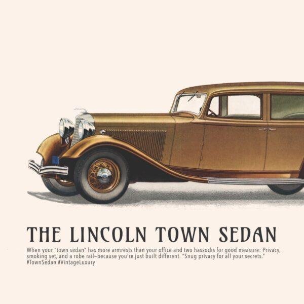 1933 Lincoln Town Sedan Poster - Classic American Car Decor