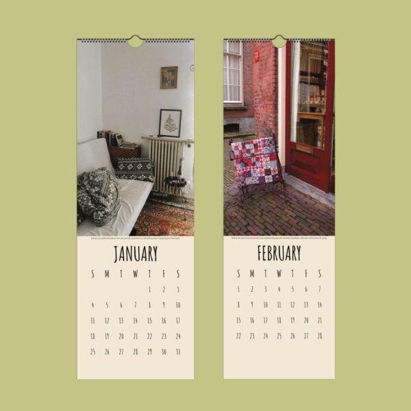 Amish Wall Calendar Slimline – Patchwork, Kantha, Mennonite, Textile Art Print
