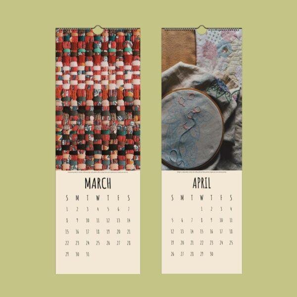 Amish Wall Calendar Slimline – Patchwork, Kantha, Mennonite, Textile Art Print