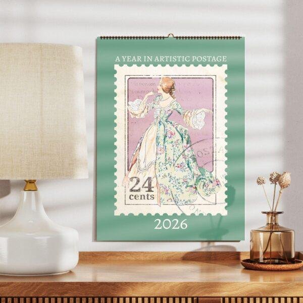 Vintage Postage Stamp Wall Calendar: Artistic Home Decor